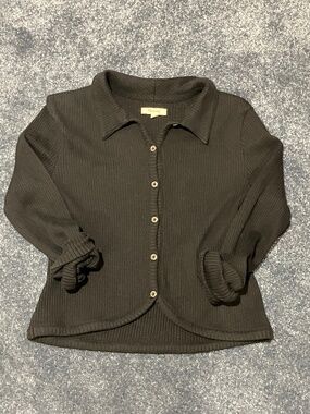 Madewell Curved-Hem Polo Cardigan Tee (Large)